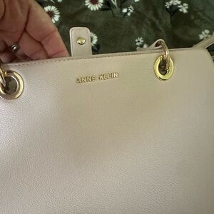 Anne Klein Pale Pink Shoulder Tote with Gold Accents